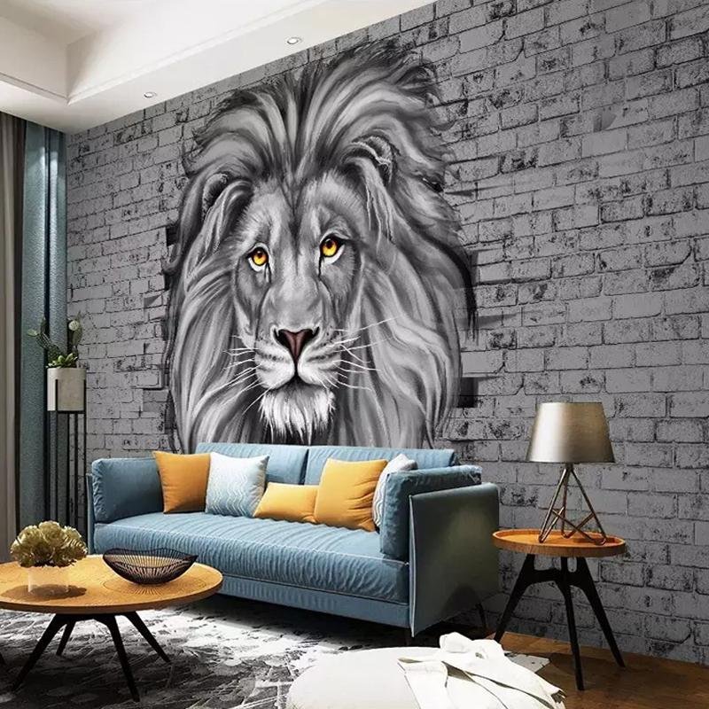Papier peint Lion sauvage Majestueux - papier peint sur mesure francais - muralconcept