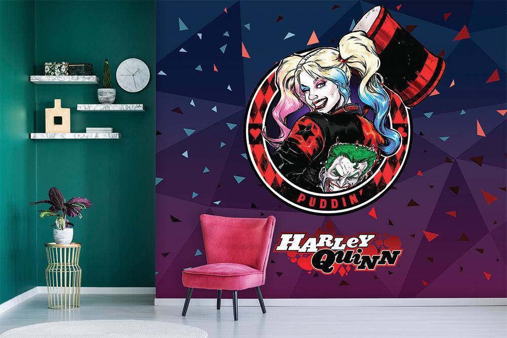 Papier peint panoramique BD harley quinn icone pop rock - papier peint sur mesure francais - muralconcept