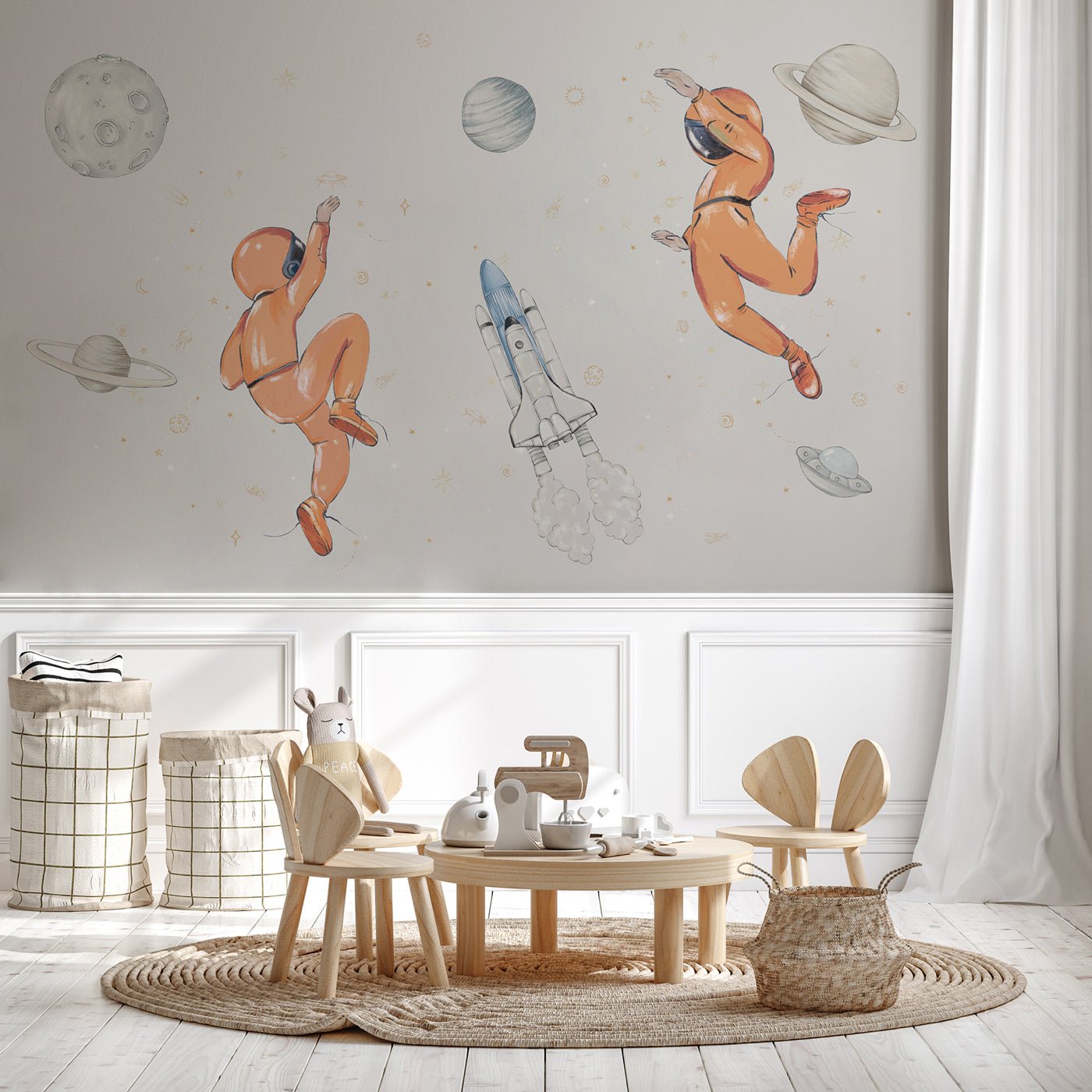 Papier peint astronautes dans l'espace, mural concept, tendance