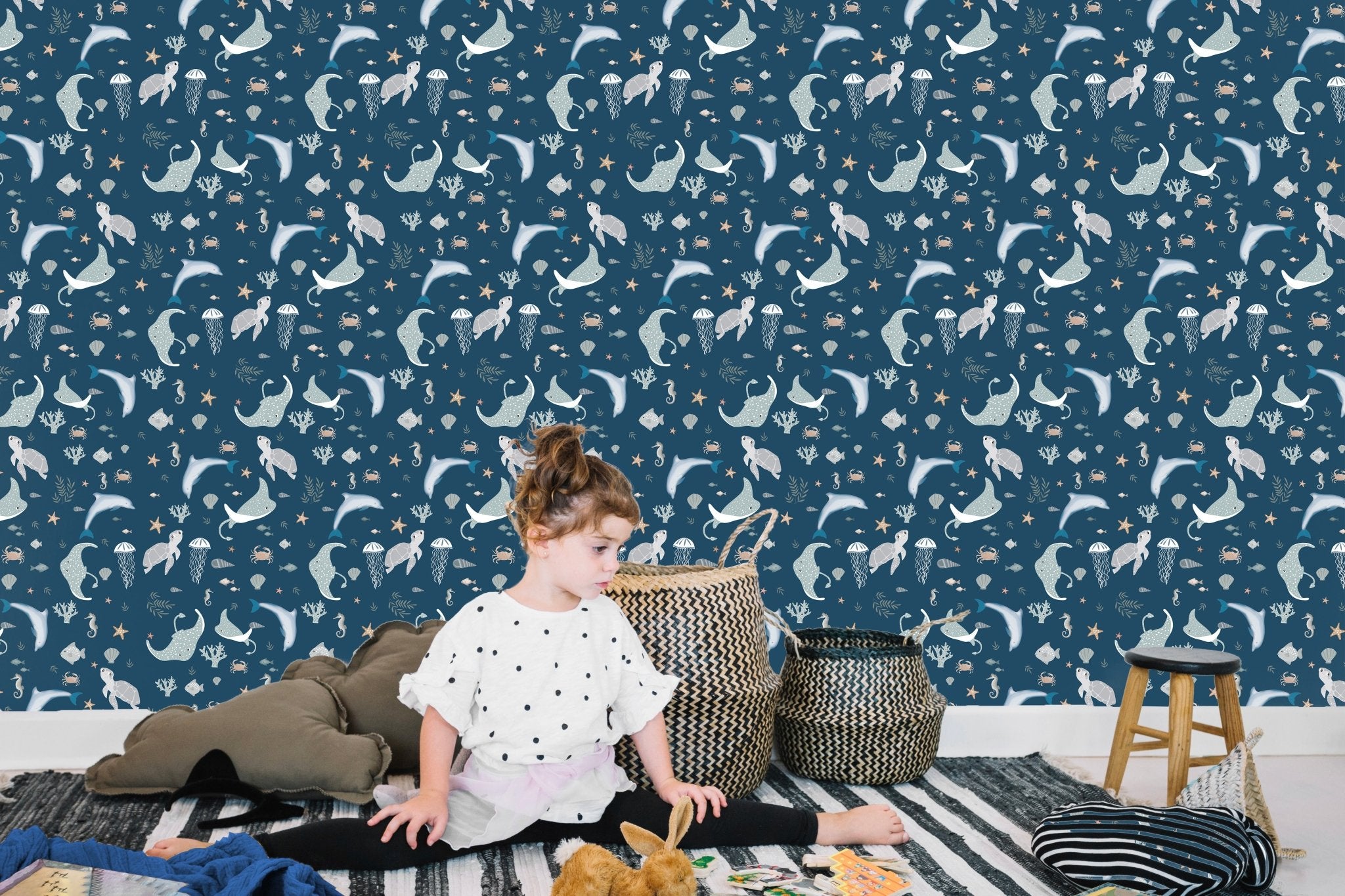 Papier peint bébé sous l'océan, mural concept, tendance