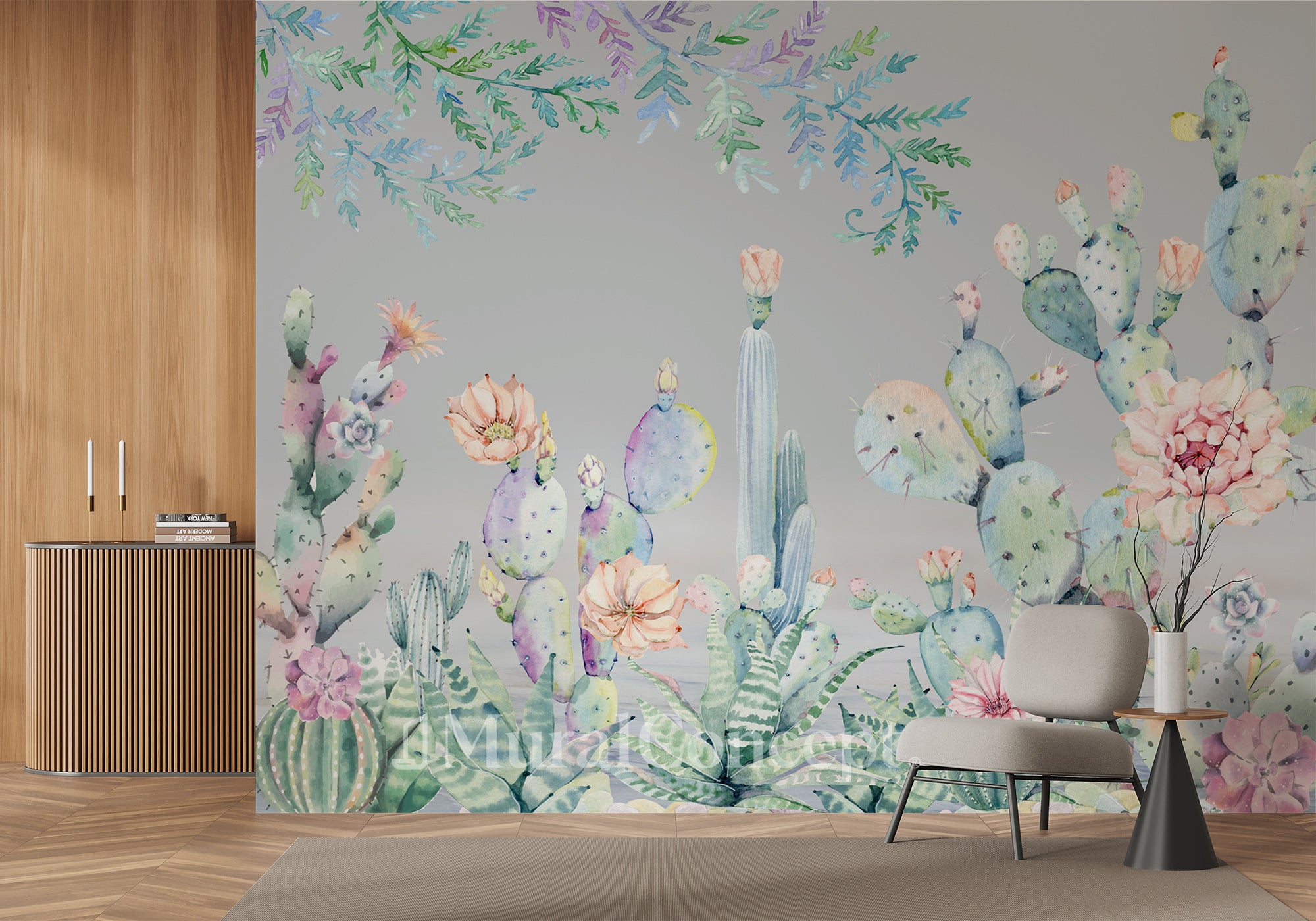 Papier peint Cactus colorés - panoramique français