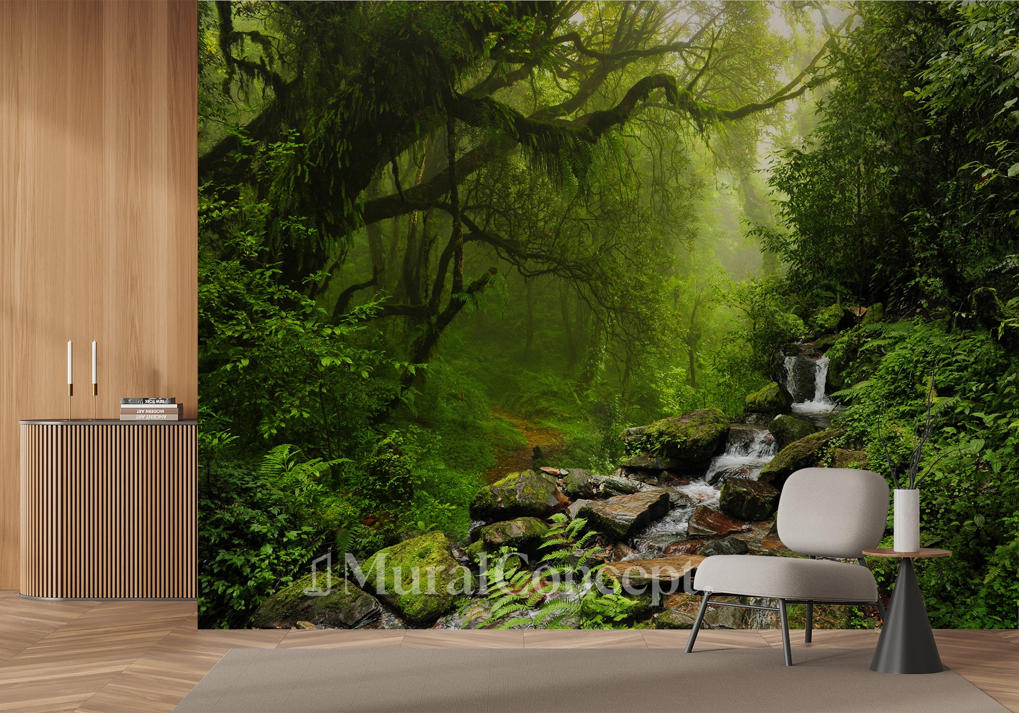 Papier peint Cascade & Forêt - panoramique français