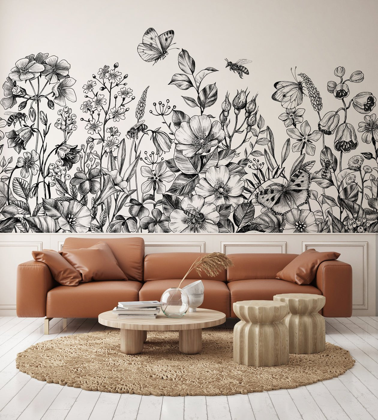 Papier peint champêtre fleur - panoramique français