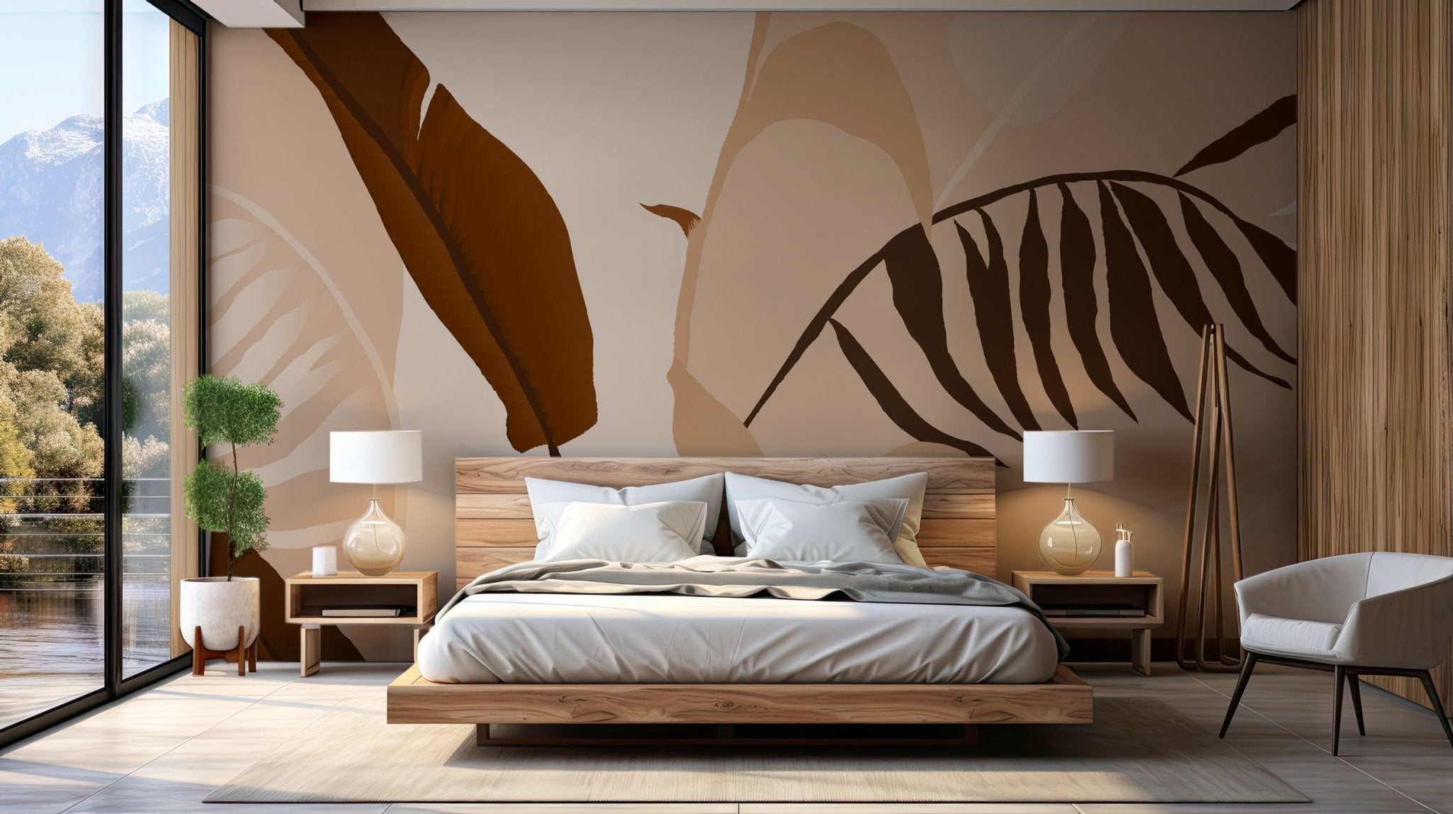 PAPIER PEINT MARRON PANORAMIQUE VEGETAL 