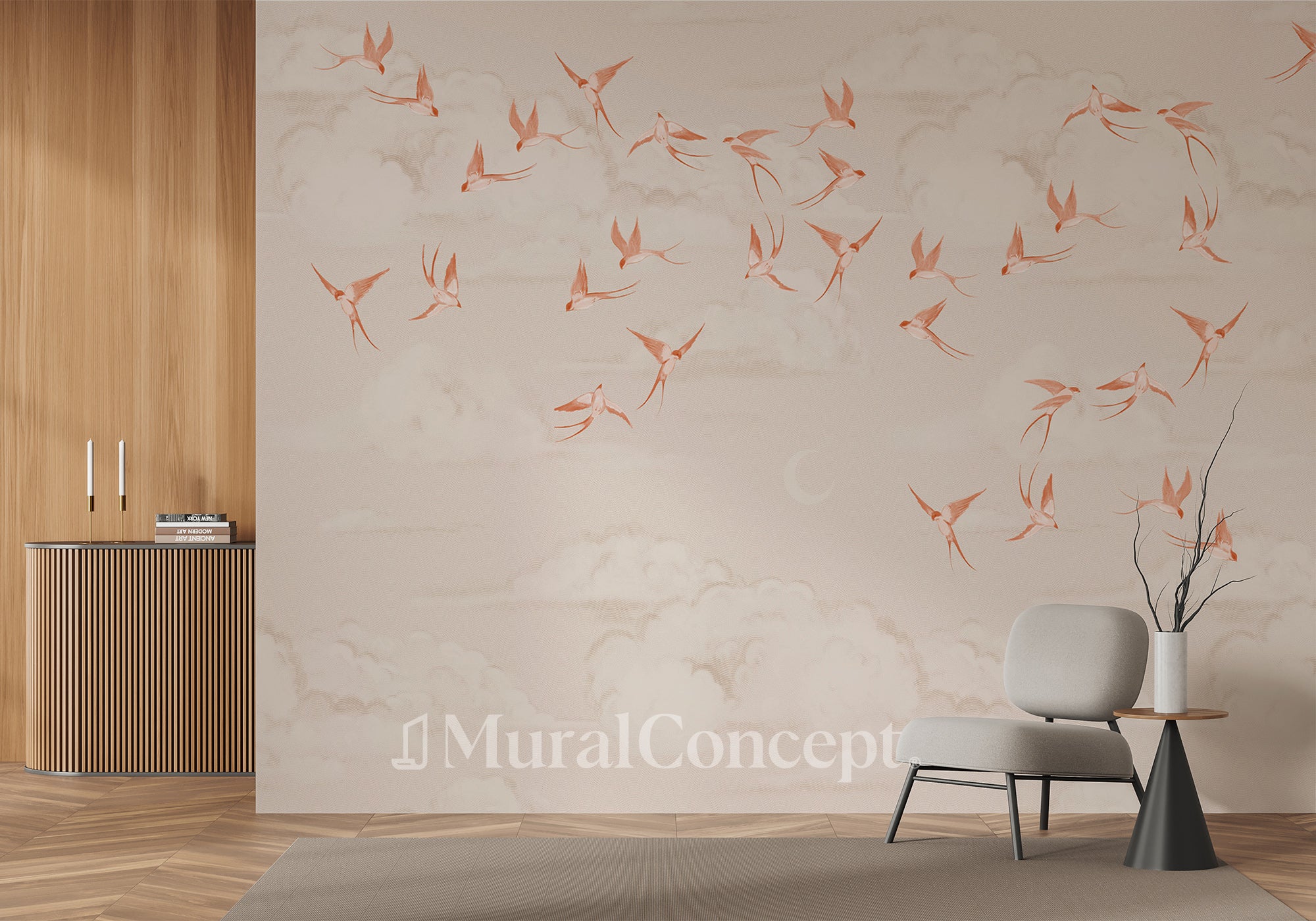 Papier peint chambre enfant poétique terracotta - panoramique français