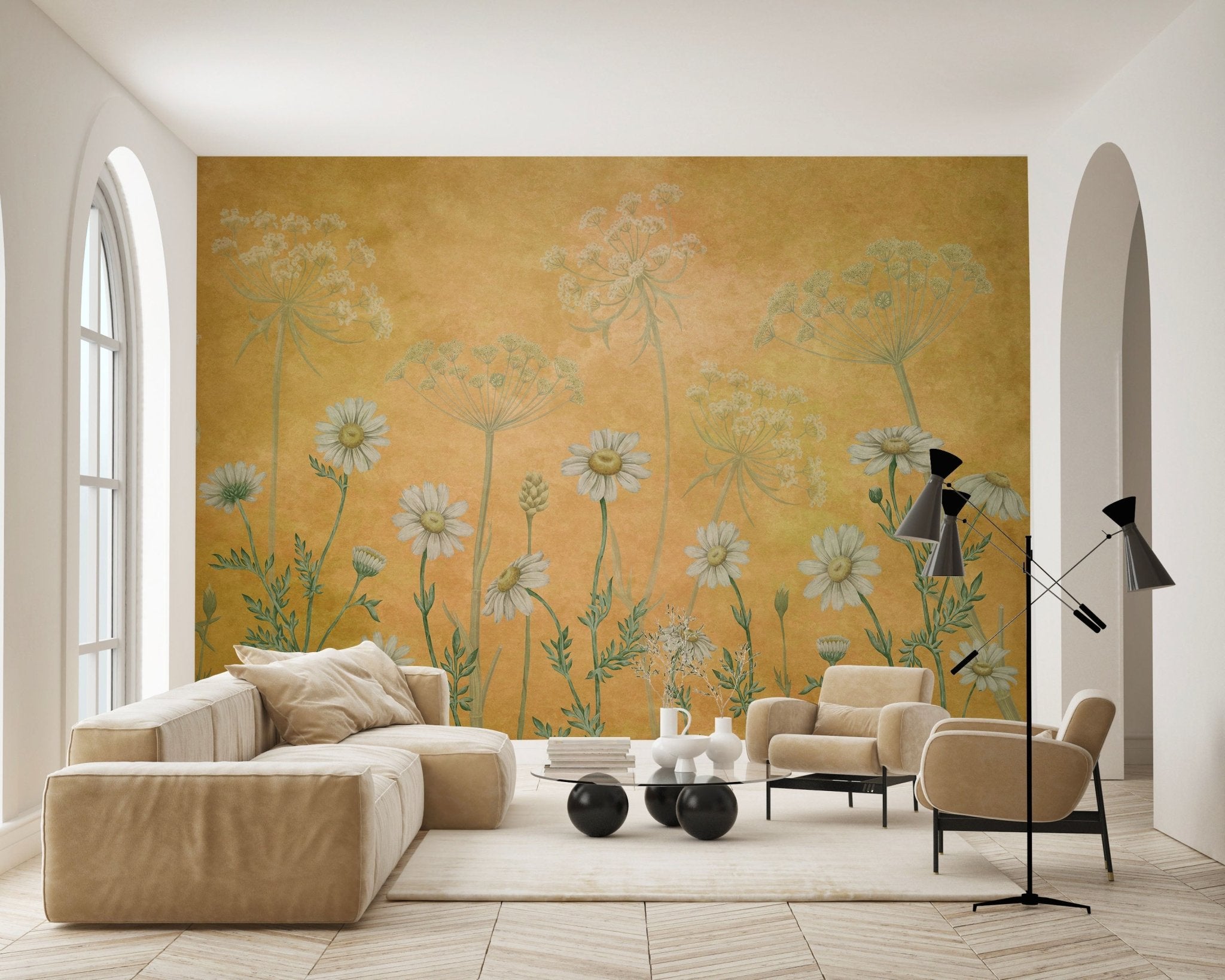 Papier peint champs de marguerites - panoramique français