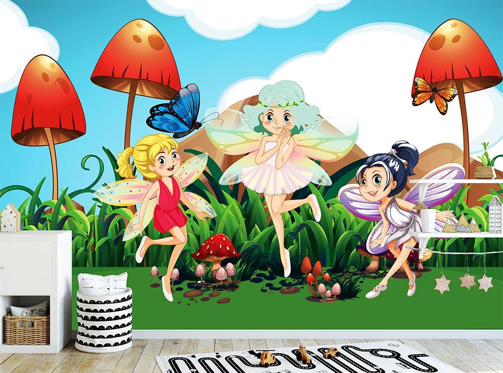 Papier peint enfant fées rêveuses - papier peint sur mesure francais - muralconcept