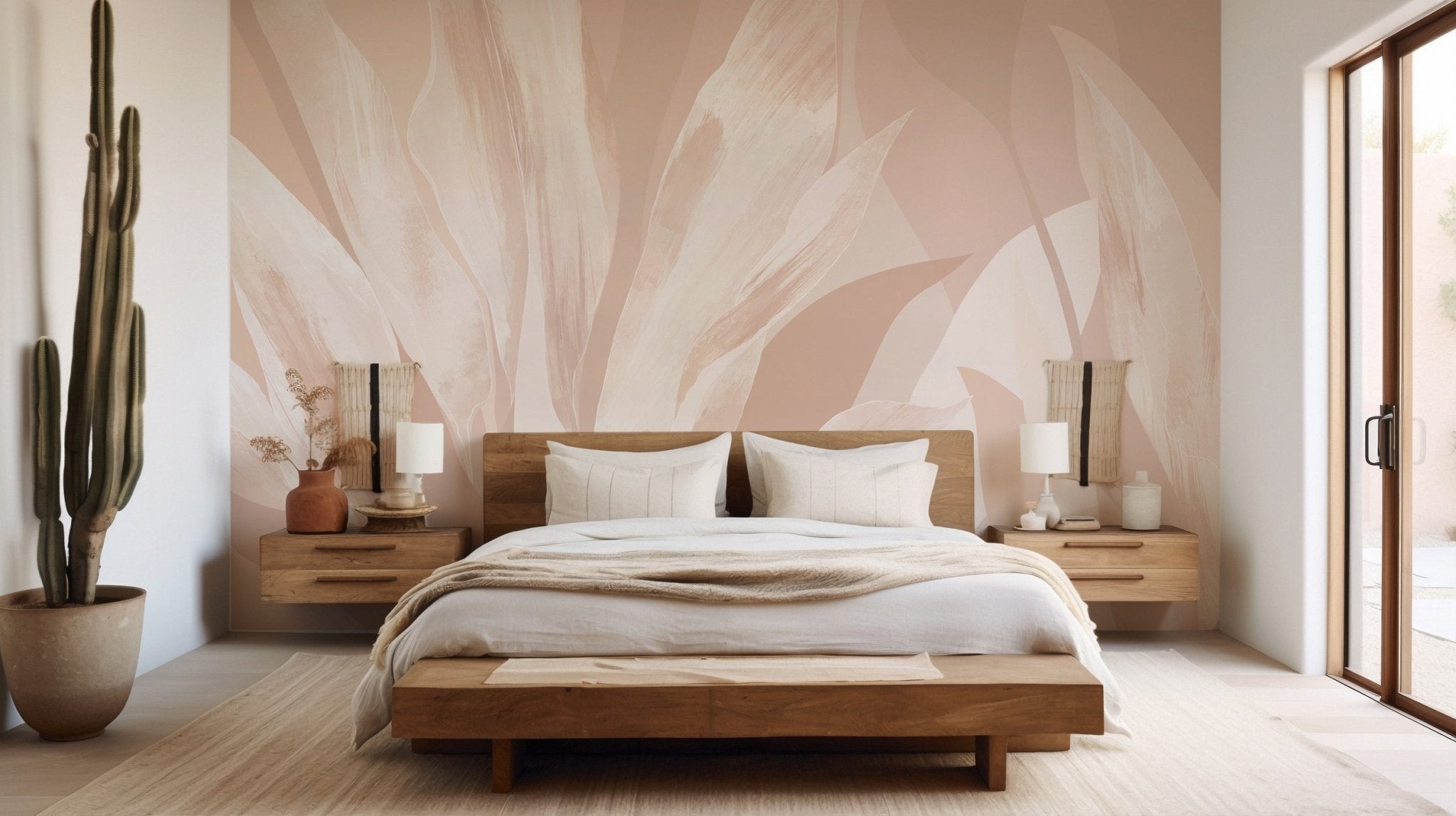 Papier peint étoffe florale nude, mural concept, tendance