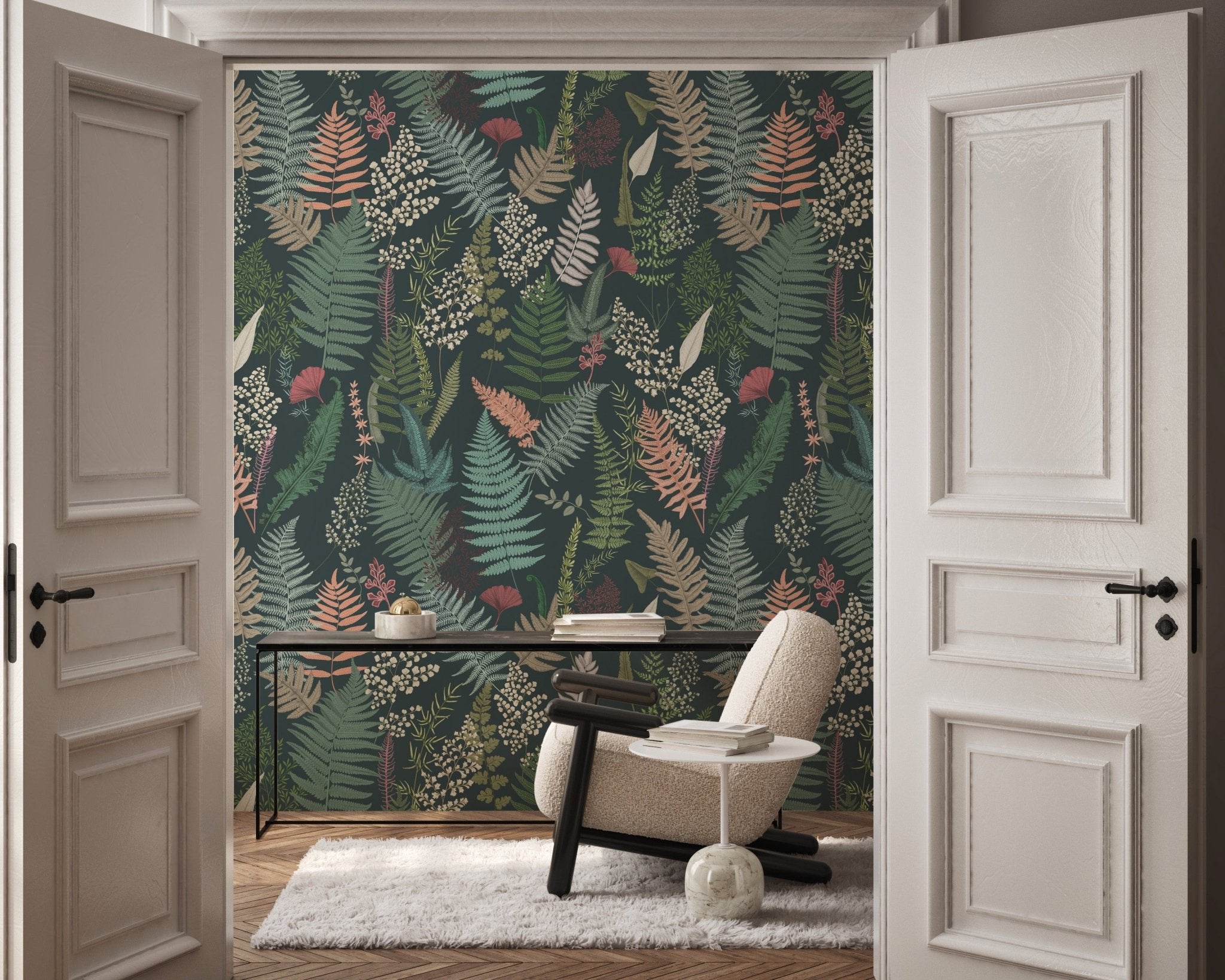 Papier peint feuille dense d'automne, mural concept, tendance