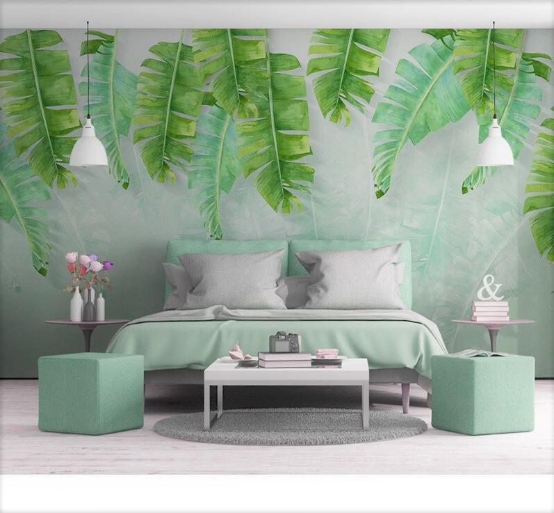 Papier peint Feuilles de bananier exotique - papier peint sur mesure francais - muralconcept