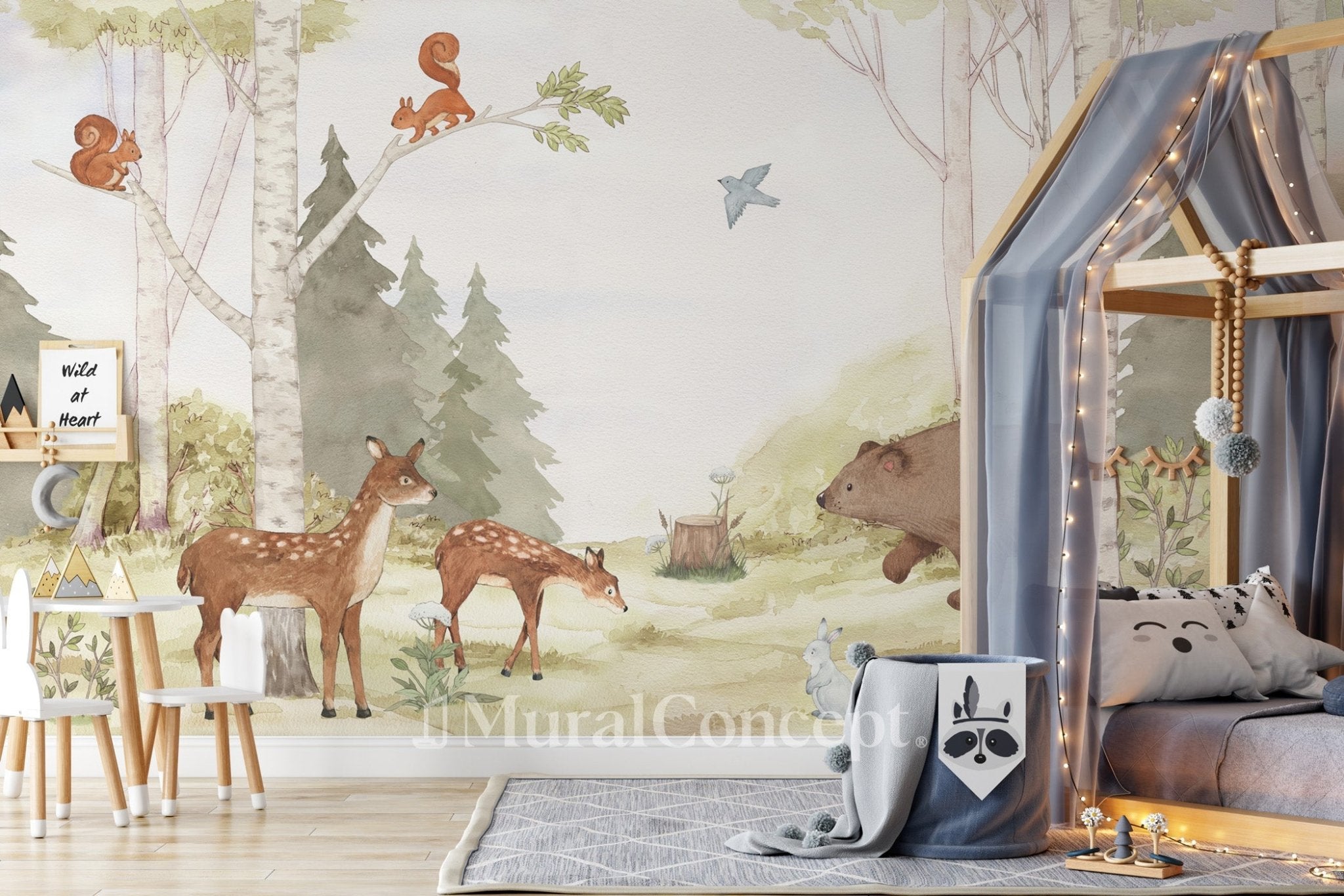 Papier peint forêt enchantée chambre enfant - panoramique français