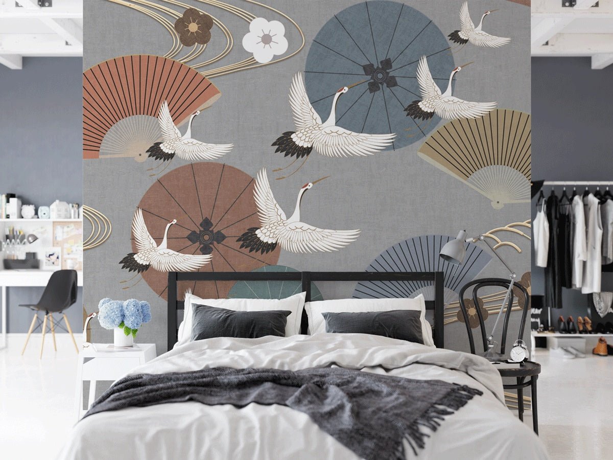 Papier peint grue asiatique zen - Muralconceptpapier_peint_sur_mesure