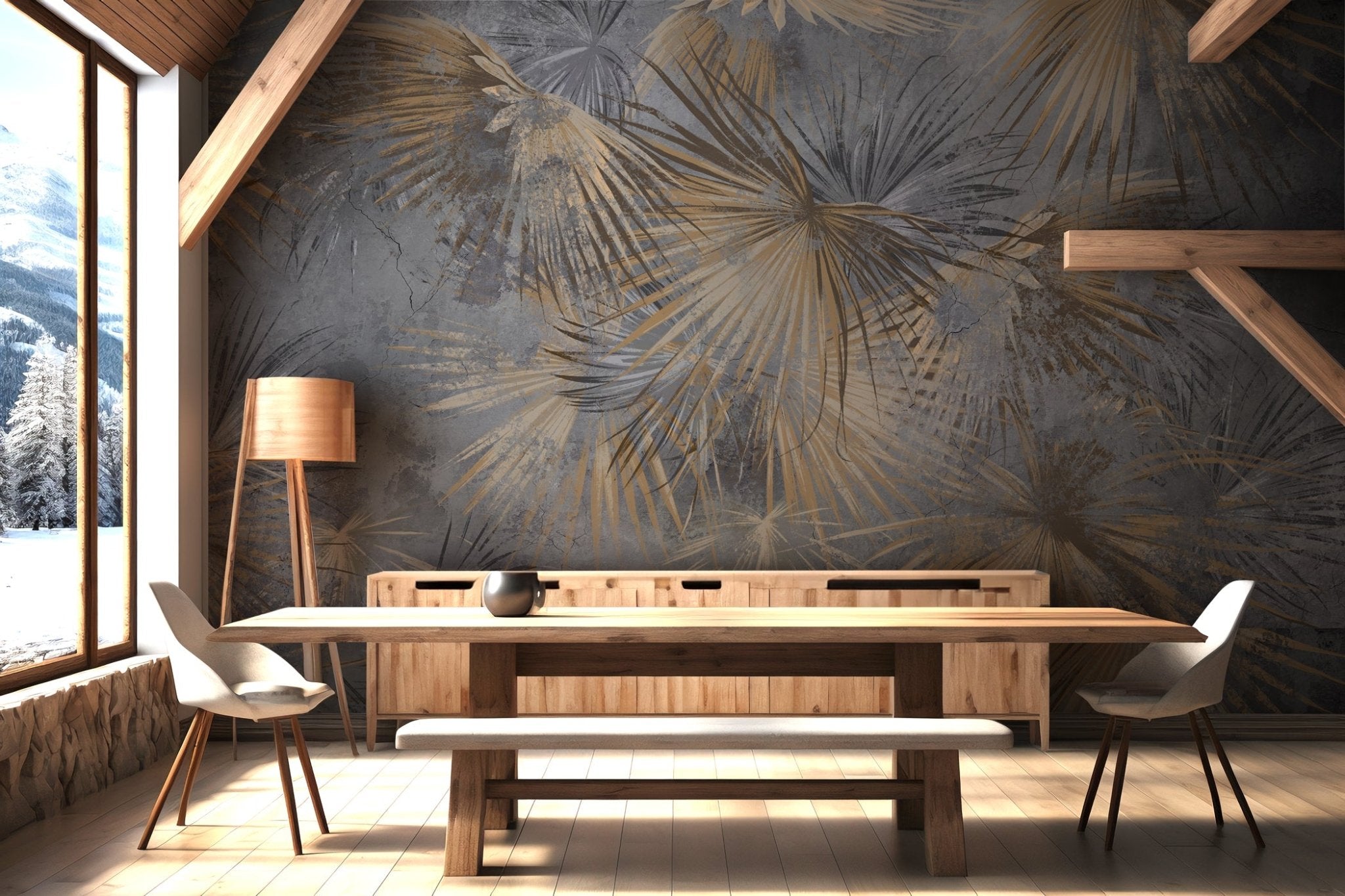 Papier peint panoramique palm vintage, mural concept, tendance