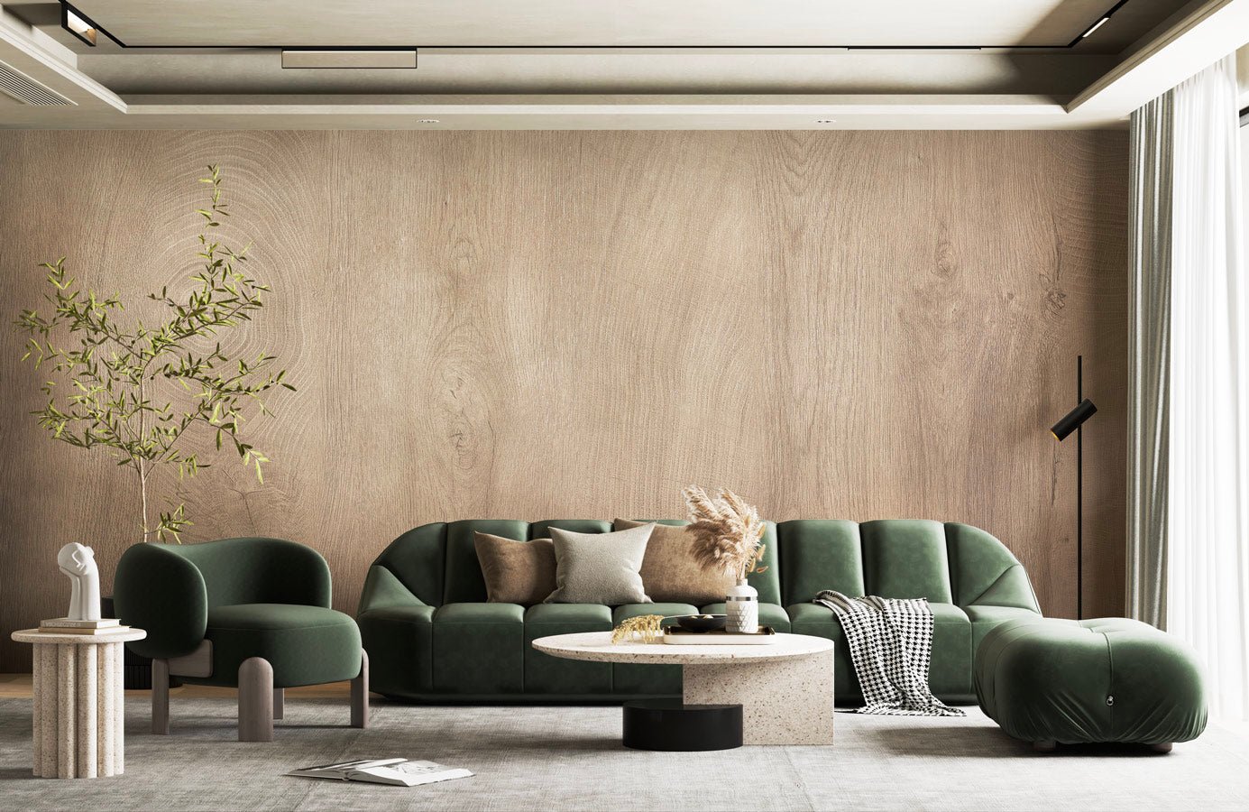 Papier peint panneau de bois mural teinte chêne clair - Muralconceptpapier_peint_sur_mesure