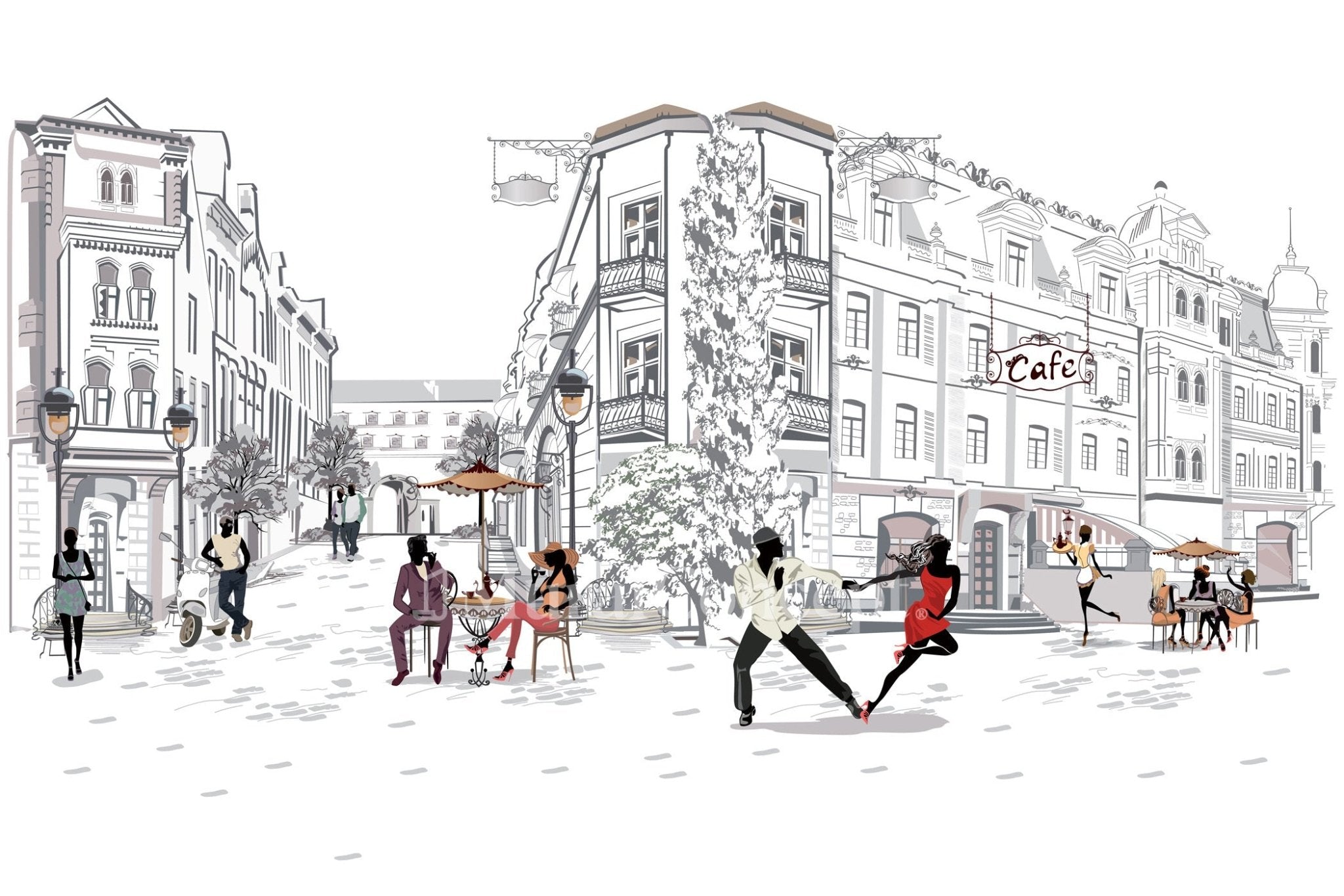 Papier peint panoramique balade parisienne - panoramique français