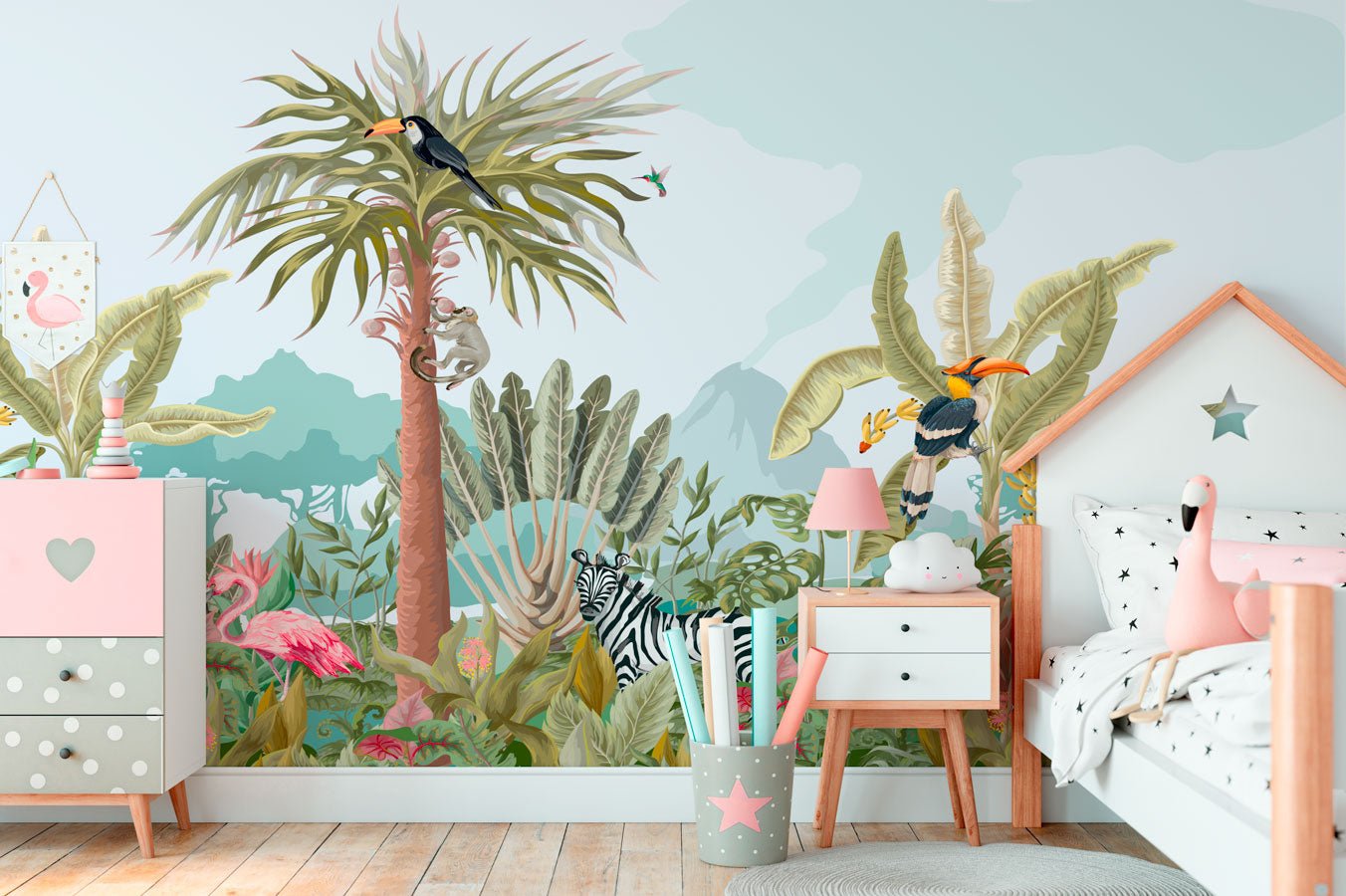 Papier peint panoramique jungle enfant - Muralconceptpapier_peint_sur_mesure