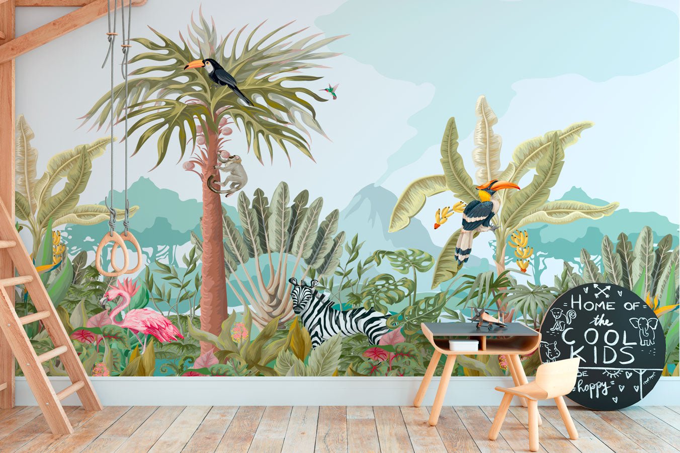 Papier peint panoramique jungle enfant - Muralconceptpapier_peint_sur_mesure