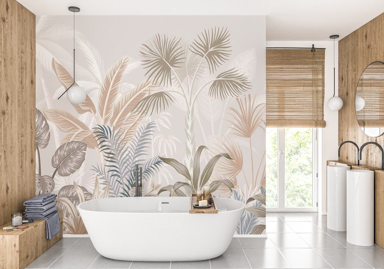 Papier peint panoramique jungle terracotta - papier peint sur mesure francais - muralconcept