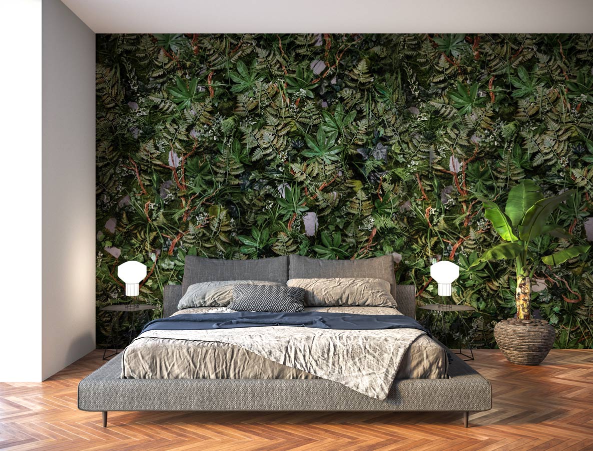 Papier peint panoramique mur végétal - papier peint sur mesure francais - muralconcept