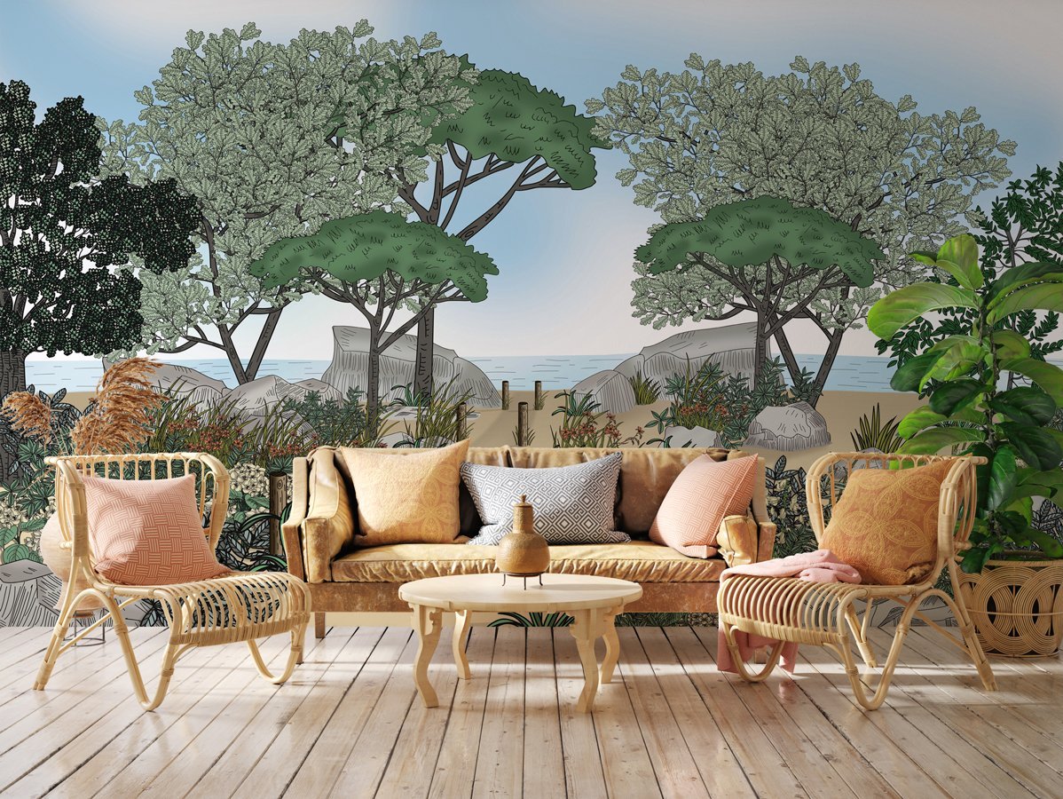 Papier peint paysage France bord de mer - papier peint sur mesure francais - muralconcept