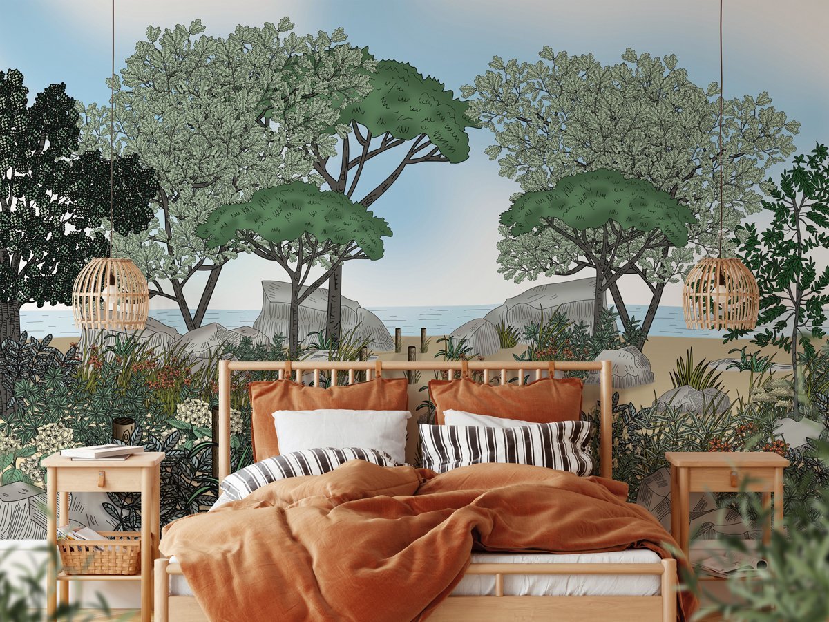 Papier peint paysage France bord de mer - papier peint sur mesure francais - muralconcept