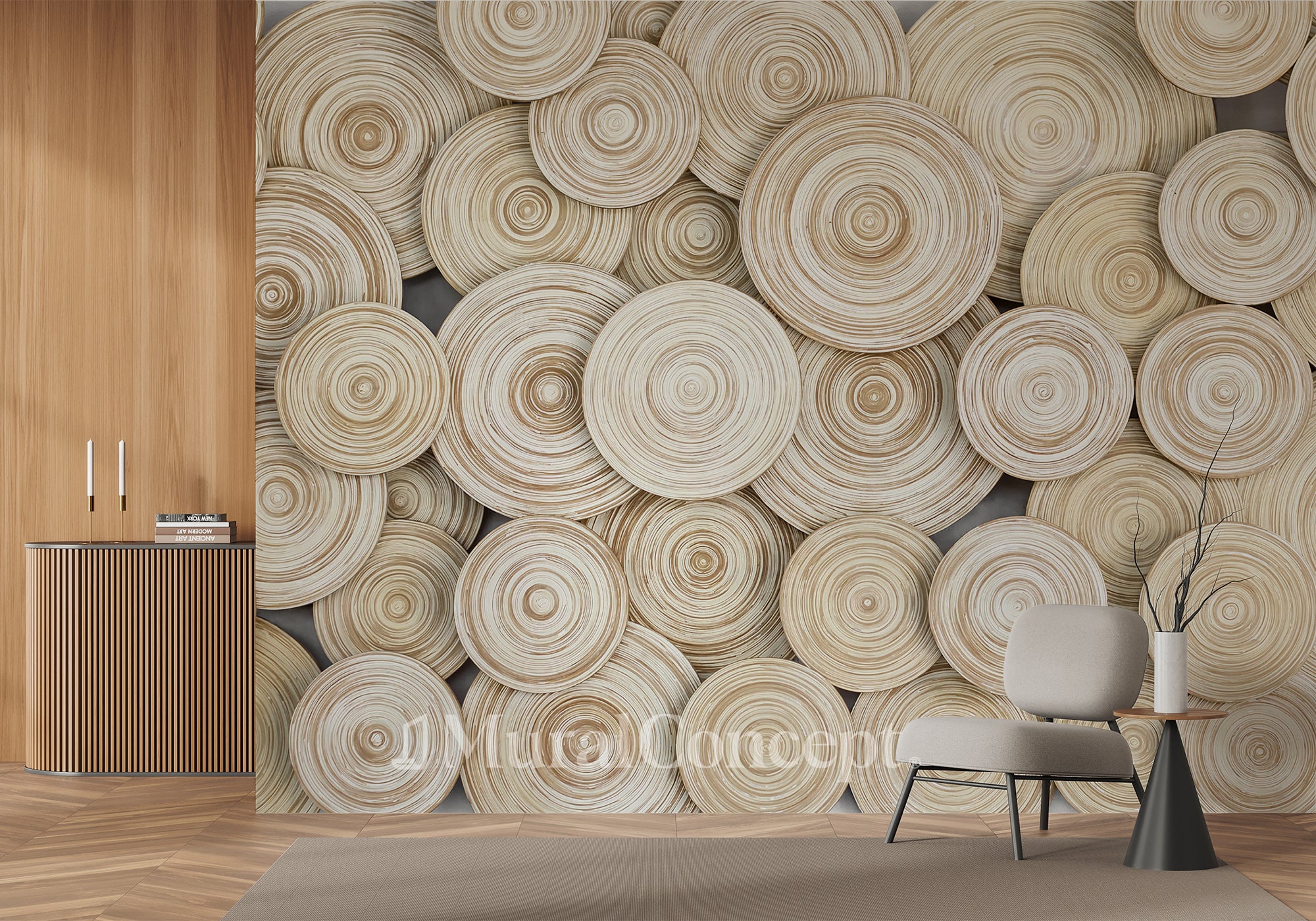 Papier peint Rondin de Bois - panoramique français