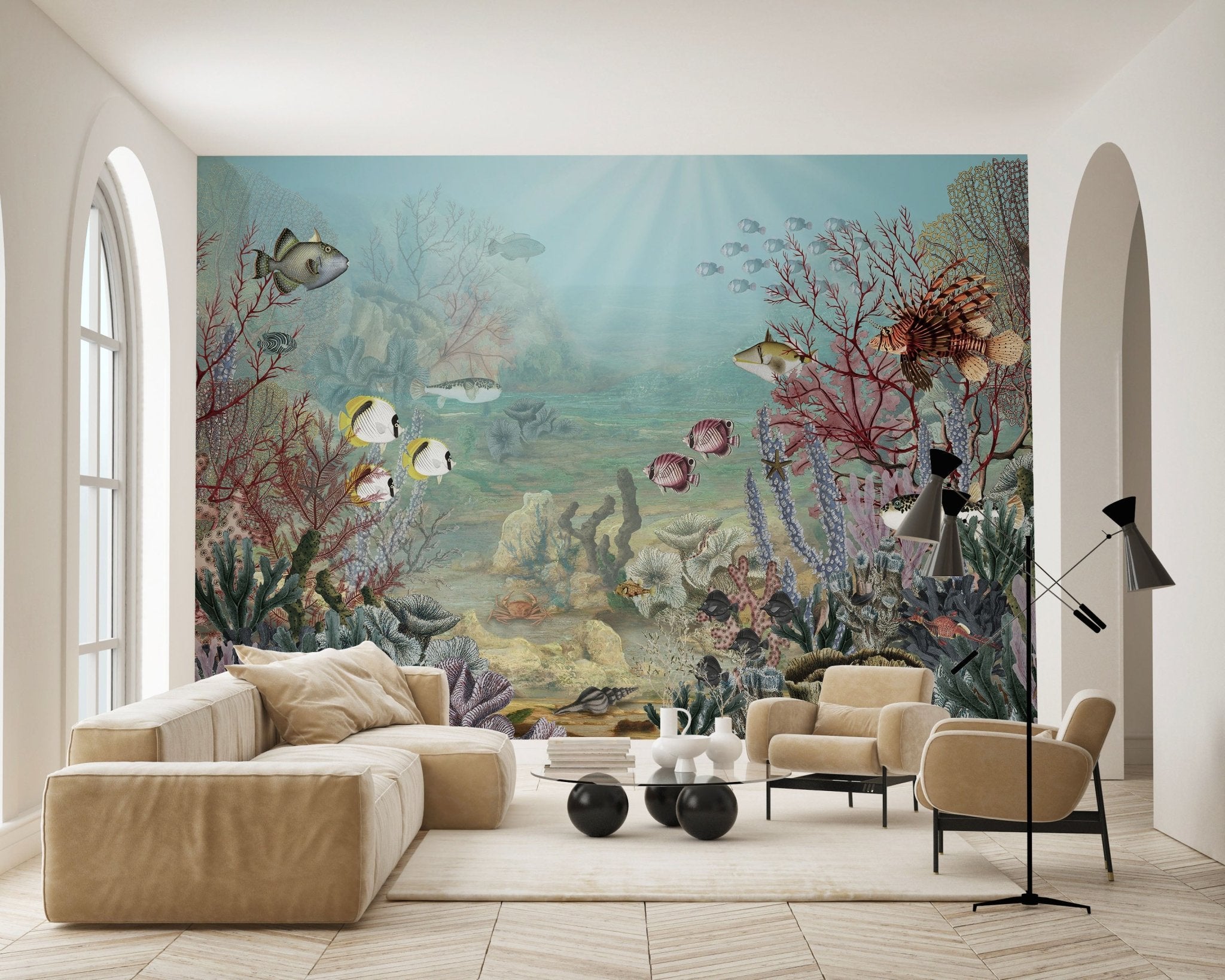 Papier peint vie sous la mer - panoramique français