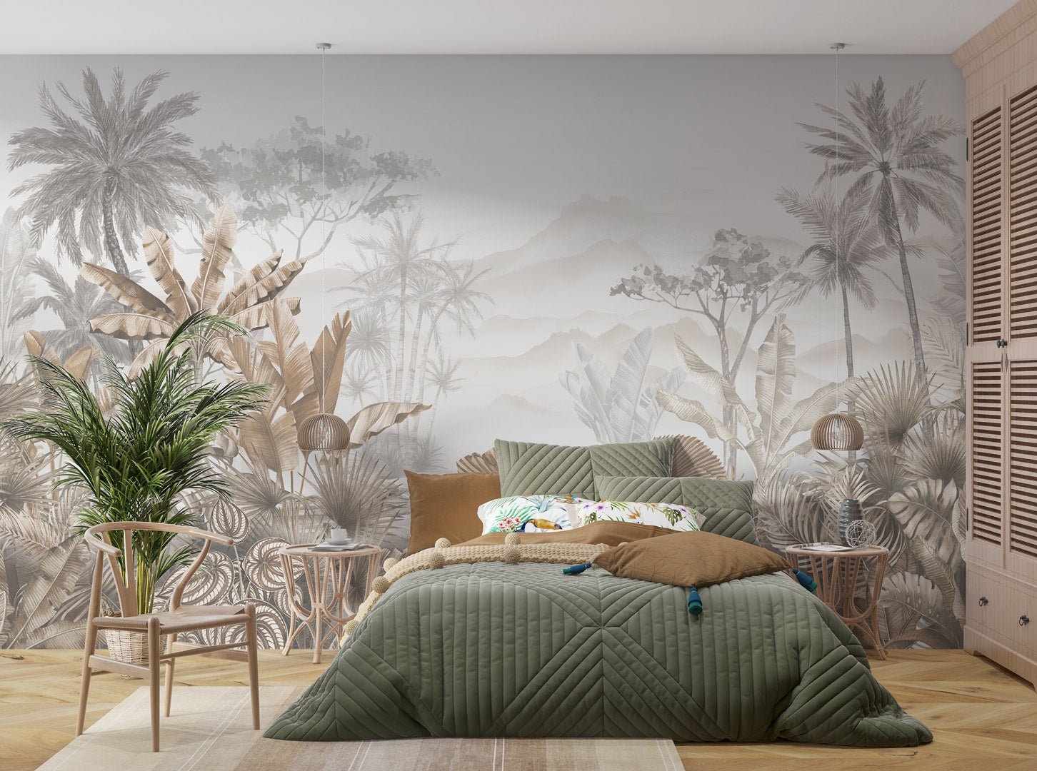 Papier peint tendance tropical sepia - Muralconcept-papier_peint_sur_mesure
