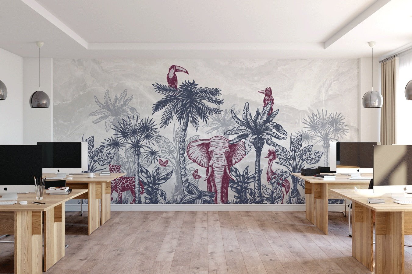 Papier peint tropical exotisme marbré - Muralconceptpapier_peint_sur_mesure