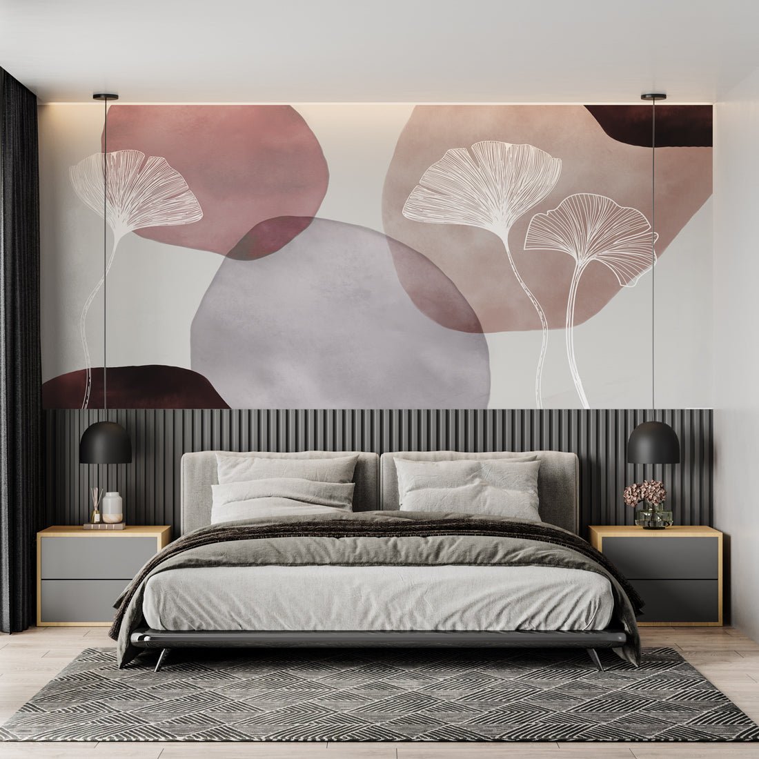 Papier peint abstrait pourpre watercolor - papier peint sur mesure francais - muralconcept