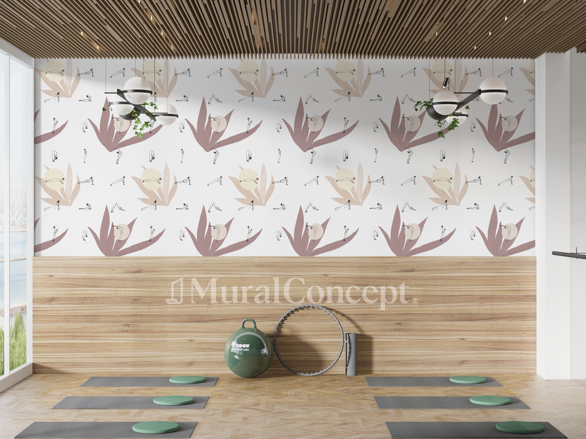 Papier peint salle de yoga lotus - panoramique français