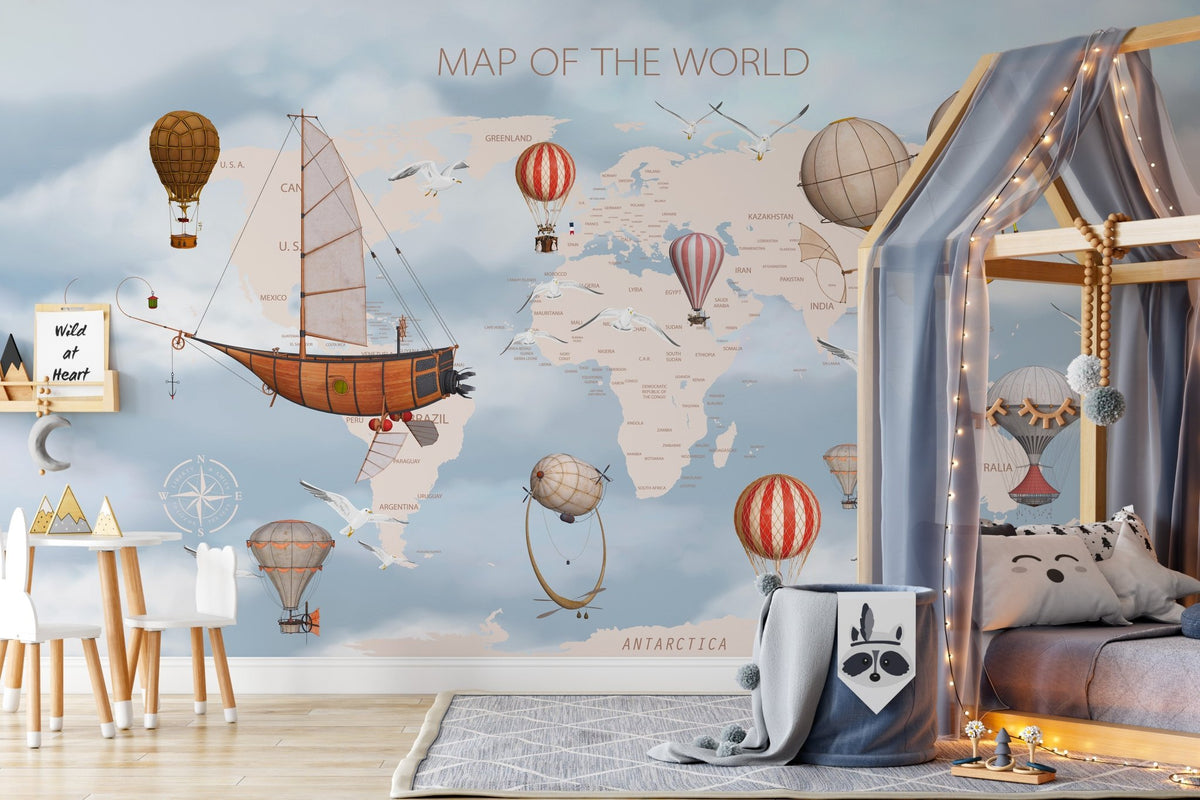 Vintage children's world wallpaper
