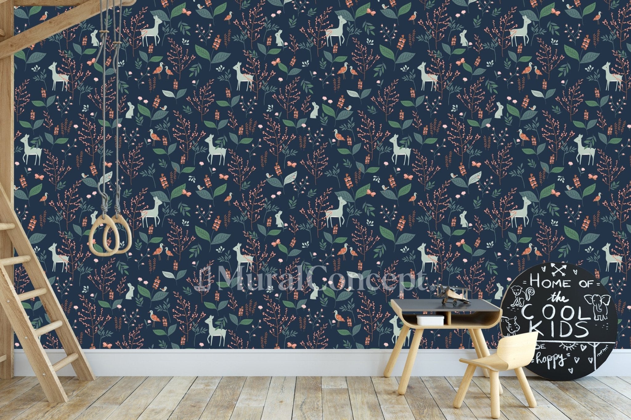 Papier peint chambre bébé foret faon - panoramique français