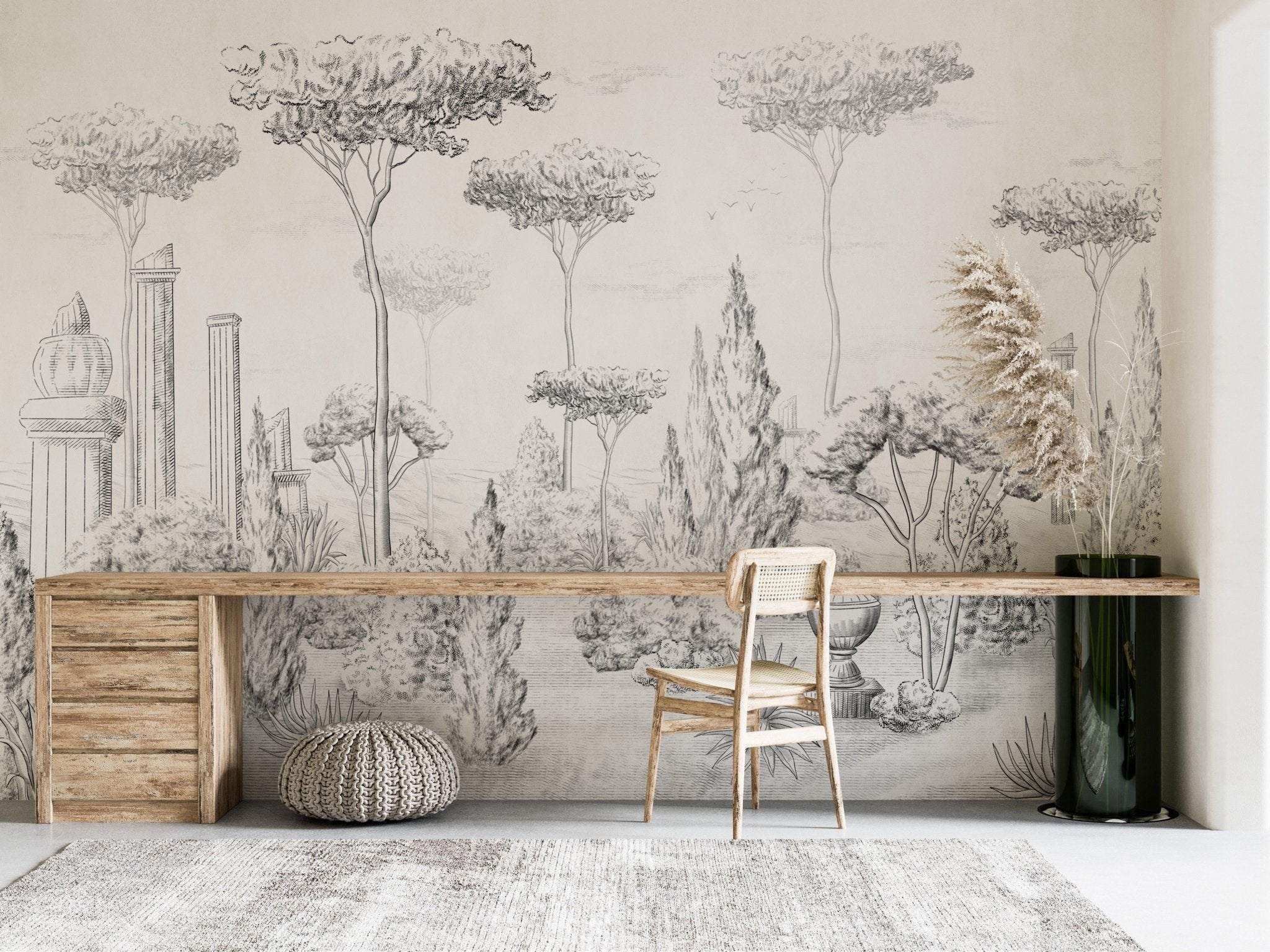 Papier peint style romain pinède - panoramique français