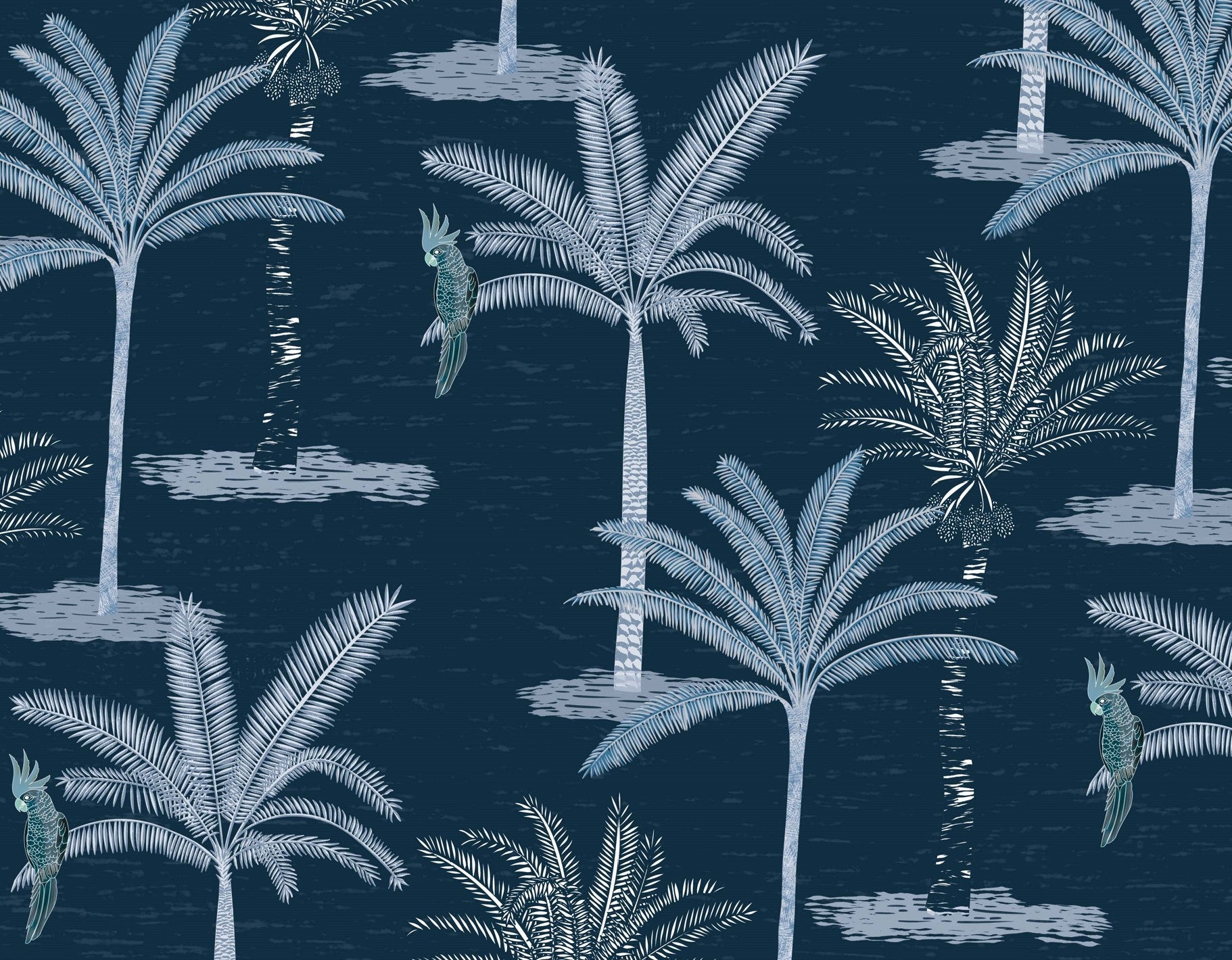 Papier peint palmier jungle bleu - papier peint sur mesure francais - muralconcept